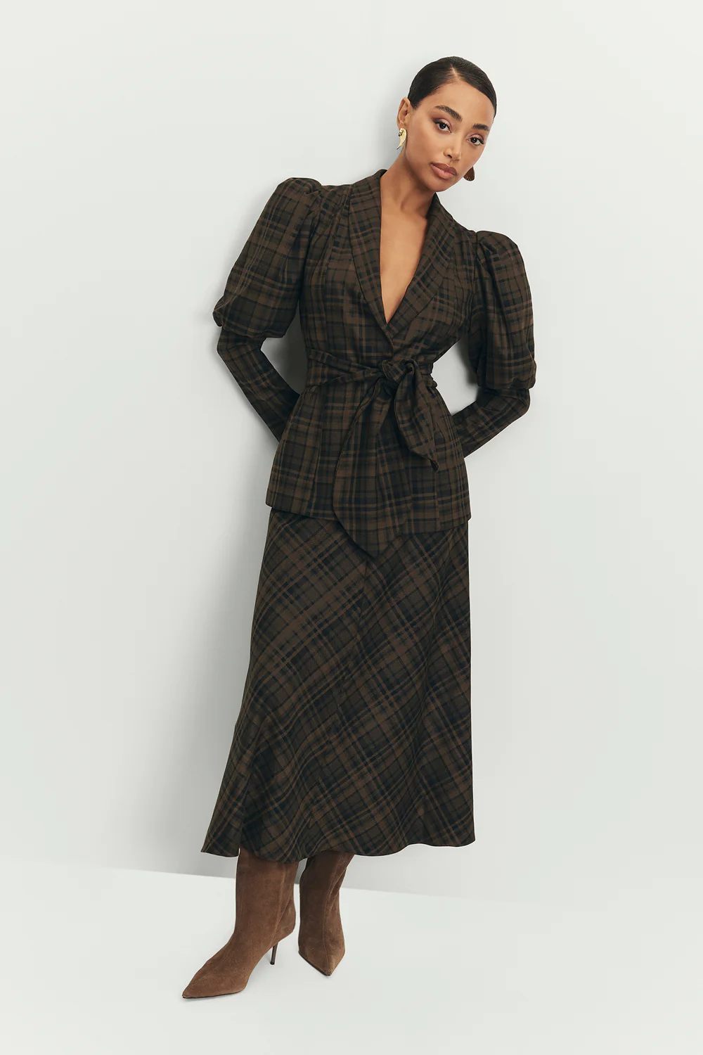 Chaqueta Eos Cuadros Marrón - Image 2