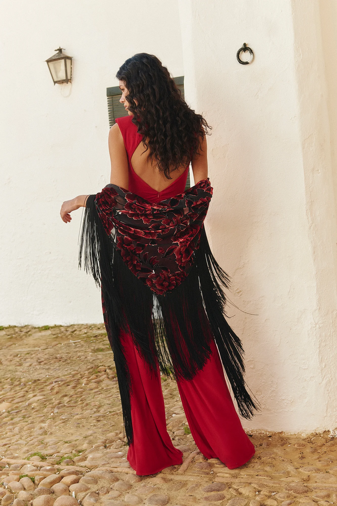 Mantón Ólea Estampado Burdeos
