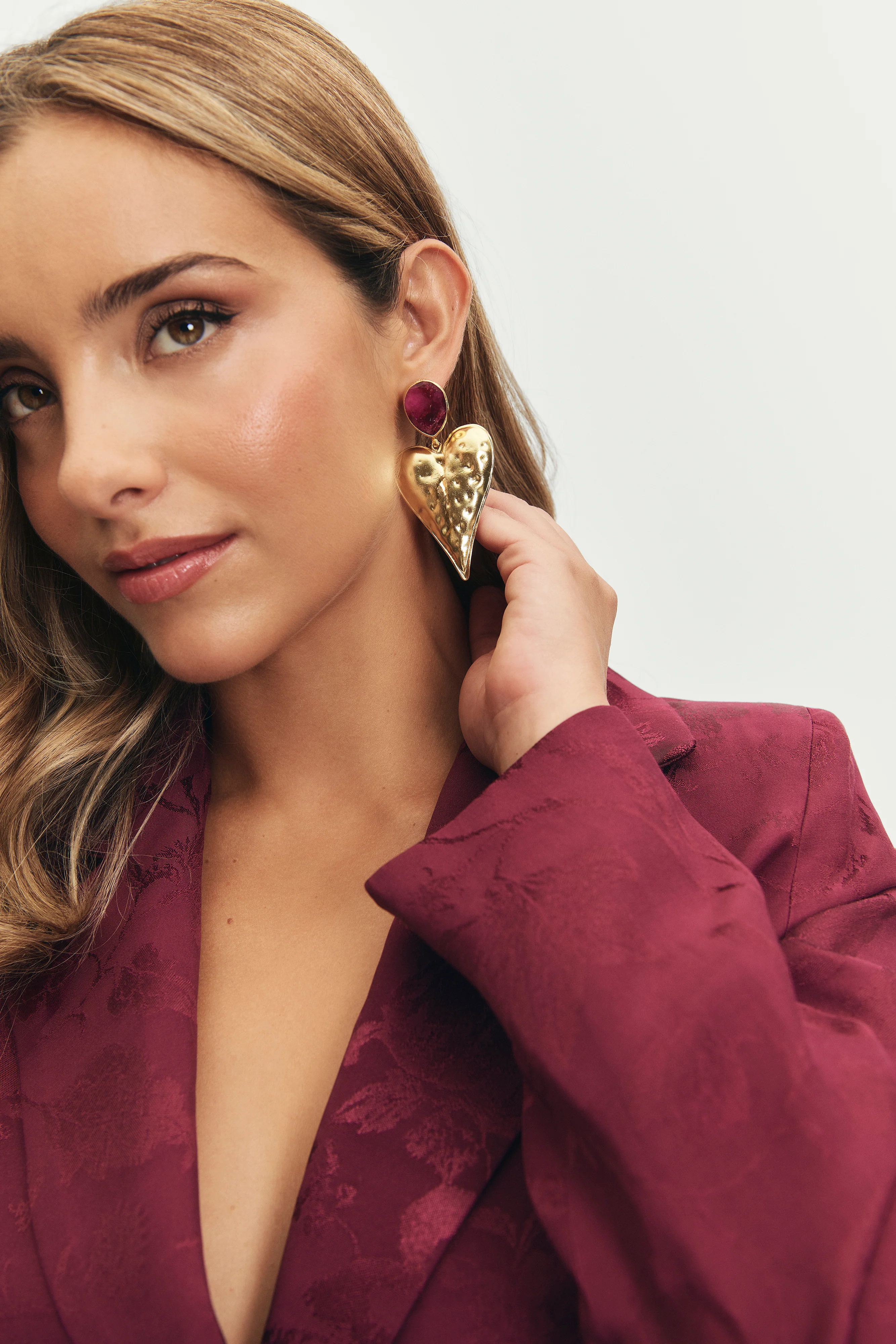 Pendientes Corazón Berenjena