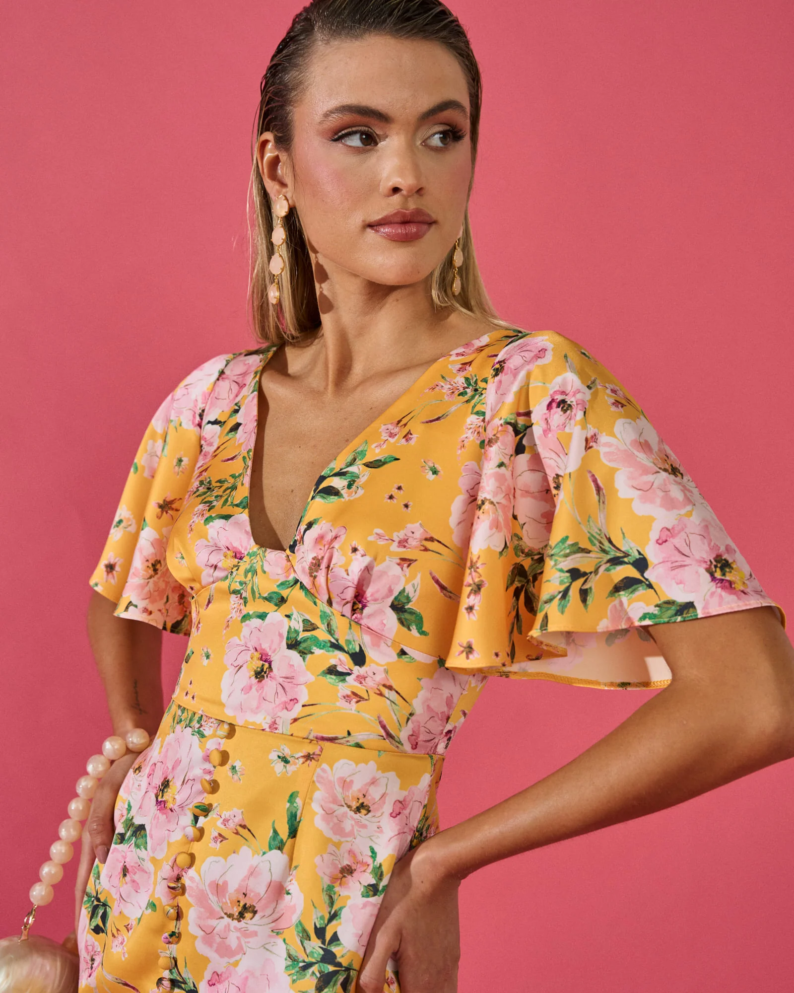 Vestido Carmina Estampado Floral Amarillo - Image 4