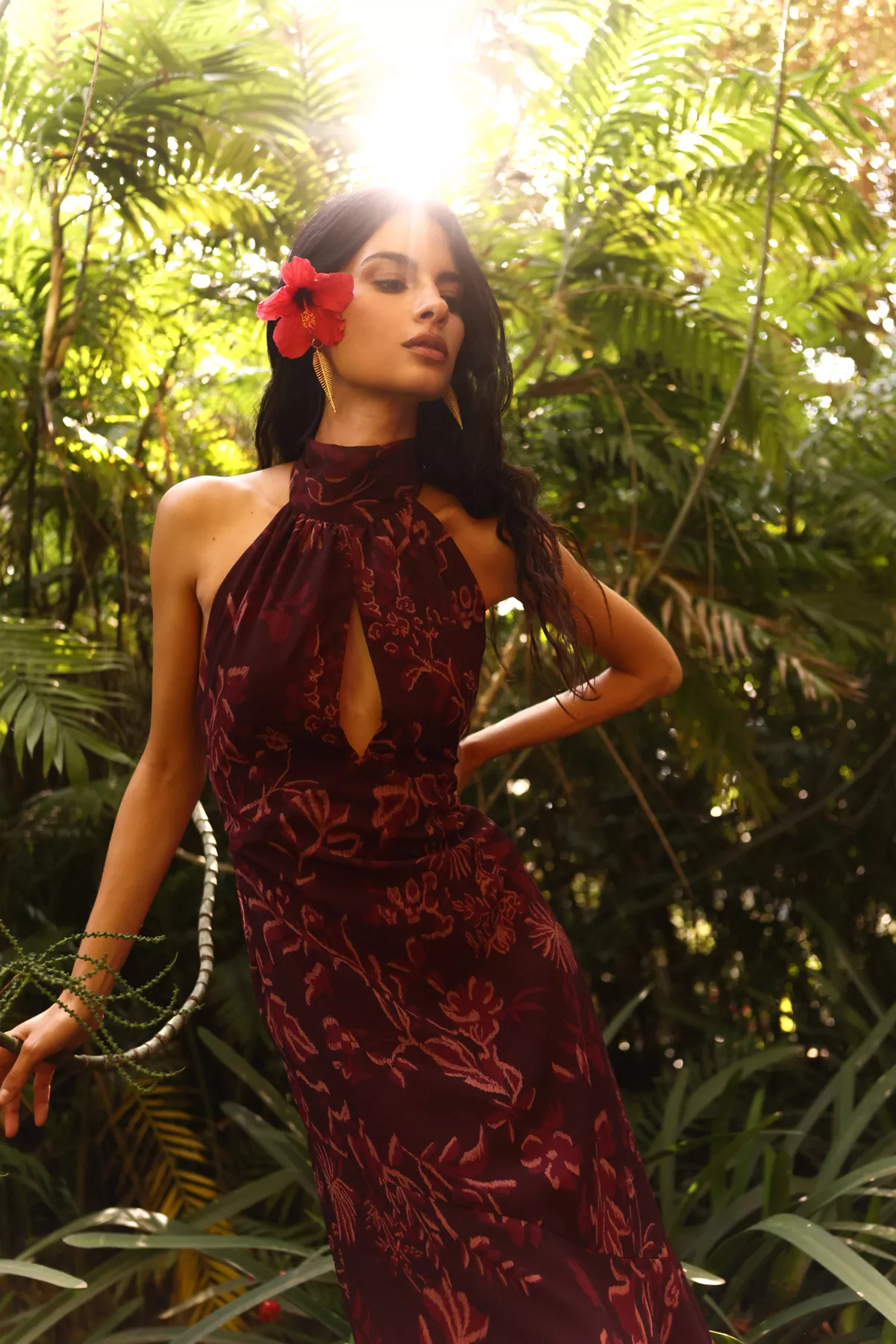 Vestido Esencia Estampado Berenjena