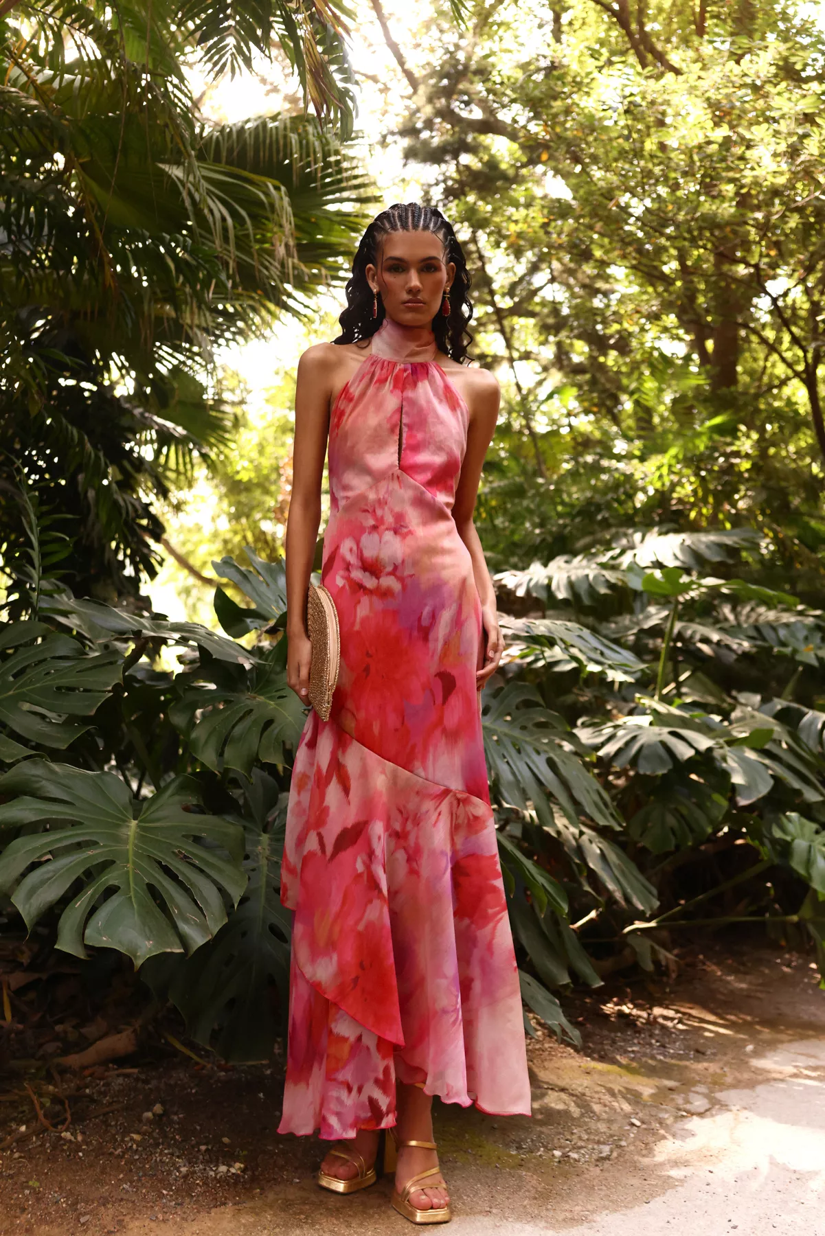 Vestido Esencia Estampado Rosa